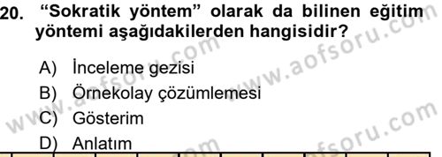 İşletmelerde Eğitim ve Geliştirme Dersi 2015 - 2016 Yılı (Vize) Ara Sınav Soruları 20. Soru