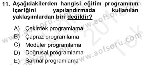 İşletmelerde Eğitim ve Geliştirme Dersi 2015 - 2016 Yılı Tek Ders Sınav Soruları 11. Soru