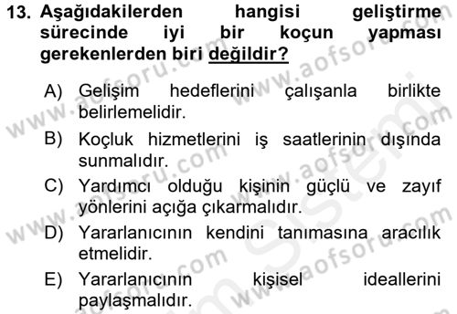 İşletmelerde Eğitim ve Geliştirme Dersi 2015 - 2016 Yılı Tek Ders Sınav Soruları 13. Soru