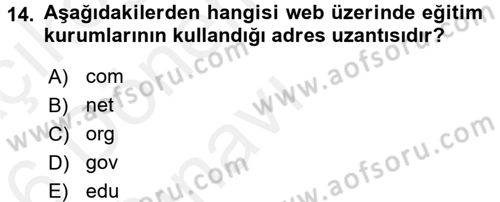İşletmelerde Eğitim ve Geliştirme Dersi 2015 - 2016 Yılı Tek Ders Sınav Soruları 14. Soru