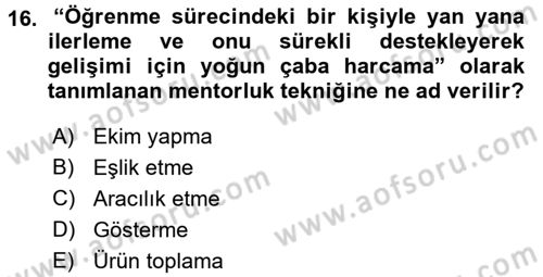 İşletmelerde Eğitim ve Geliştirme Dersi 2015 - 2016 Yılı Tek Ders Sınav Soruları 16. Soru