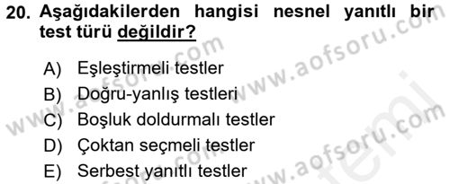 İşletmelerde Eğitim ve Geliştirme Dersi 2015 - 2016 Yılı Tek Ders Sınav Soruları 20. Soru