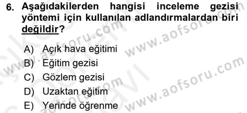 İşletmelerde Eğitim ve Geliştirme Dersi 2015 - 2016 Yılı Tek Ders Sınavı 6. Soru