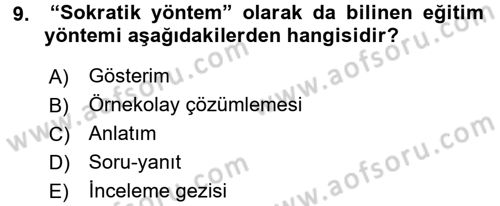 İşletmelerde Eğitim ve Geliştirme Dersi 2015 - 2016 Yılı Tek Ders Sınav Soruları 9. Soru