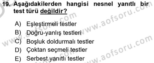 İşletmelerde Eğitim ve Geliştirme Dersi 2016 - 2017 Yılı 3 Ders Sınavı 19. Soru