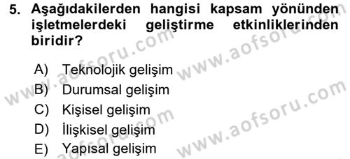 İşletmelerde Eğitim ve Geliştirme Dersi 2016 - 2017 Yılı 3 Ders Sınavı 5. Soru