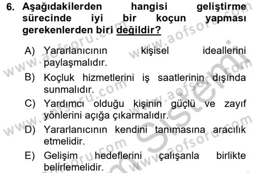 İşletmelerde Eğitim ve Geliştirme Dersi 2016 - 2017 Yılı 3 Ders Sınavı 6. Soru