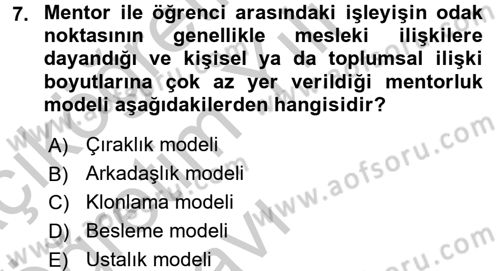 İşletmelerde Eğitim ve Geliştirme Dersi 2016 - 2017 Yılı 3 Ders Sınavı 7. Soru