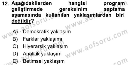 İşletmelerde Eğitim ve Geliştirme Dersi Ara Sınavı Deneme Sınav Soruları 12. Soru