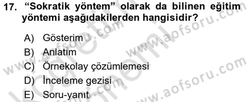 İşletmelerde Eğitim ve Geliştirme Dersi 2016 - 2017 Yılı (Vize) Ara Sınav Soruları 17. Soru