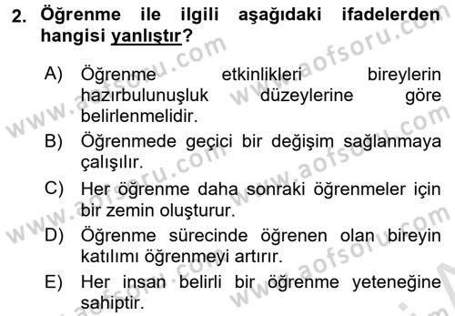 İşletmelerde Eğitim ve Geliştirme Dersi 2016 - 2017 Yılı (Vize) Ara Sınav Soruları 2. Soru