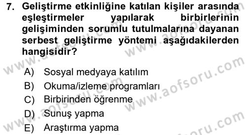 İşletmelerde Eğitim ve Geliştirme Dersi 2017 - 2018 Yılı 3 Ders Sınavı 7. Soru