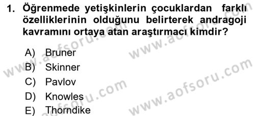 İşletmelerde Eğitim ve Geliştirme Dersi 2017 - 2018 Yılı (Vize) Ara Sınavı 1. Soru