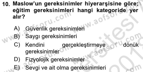İşletmelerde Eğitim ve Geliştirme Dersi 2017 - 2018 Yılı (Vize) Ara Sınav Soruları 10. Soru