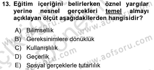 İşletmelerde Eğitim ve Geliştirme Dersi 2017 - 2018 Yılı (Vize) Ara Sınav Soruları 13. Soru