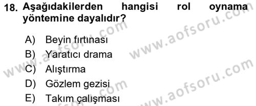 İşletmelerde Eğitim ve Geliştirme Dersi Ara Sınavı Deneme Sınav Soruları 18. Soru
