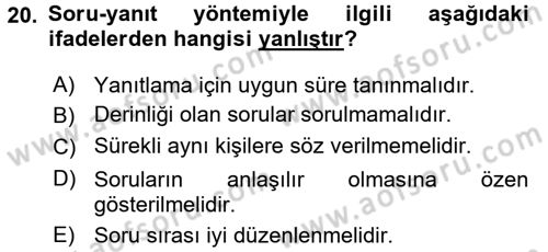 İşletmelerde Eğitim ve Geliştirme Dersi 2017 - 2018 Yılı (Vize) Ara Sınav Soruları 20. Soru