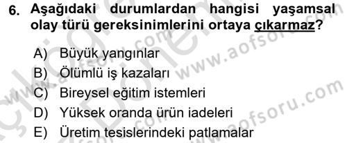 İşletmelerde Eğitim ve Geliştirme Dersi 2017 - 2018 Yılı (Vize) Ara Sınav Soruları 6. Soru