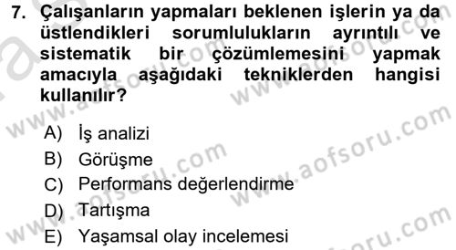 İşletmelerde Eğitim ve Geliştirme Dersi 2017 - 2018 Yılı (Vize) Ara Sınav Soruları 7. Soru