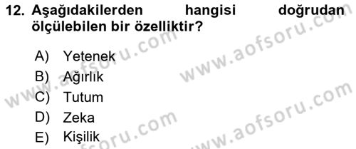 İşletmelerde Eğitim ve Geliştirme Dersi 2018 - 2019 Yılı Yaz Okulu Sınav Soruları 12. Soru