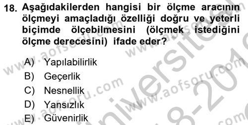 İşletmelerde Eğitim ve Geliştirme Dersi 2018 - 2019 Yılı Yaz Okulu Sınav Soruları 18. Soru