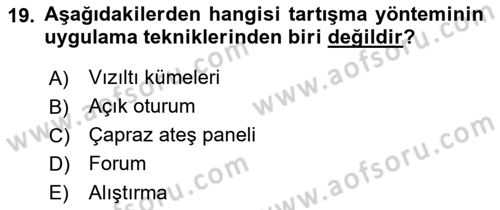 İşletmelerde Eğitim ve Geliştirme Dersi 2018 - 2019 Yılı Yaz Okulu Sınav Soruları 19. Soru