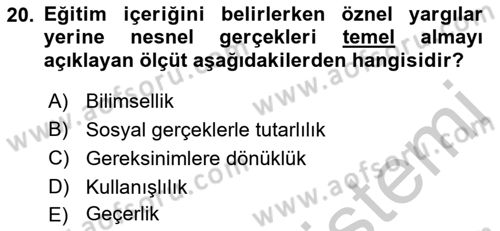 İşletmelerde Eğitim ve Geliştirme Dersi 2018 - 2019 Yılı Yaz Okulu Sınav Soruları 20. Soru