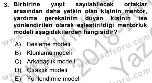 İşletmelerde Eğitim ve Geliştirme Dersi 2018 - 2019 Yılı Yaz Okulu Sınav Soruları 3. Soru