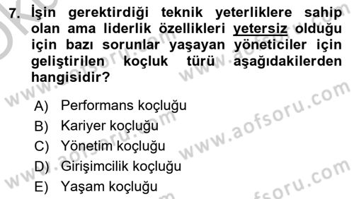 İşletmelerde Eğitim ve Geliştirme Dersi 2018 - 2019 Yılı Yaz Okulu Sınav Soruları 7. Soru