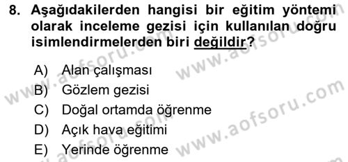 İşletmelerde Eğitim ve Geliştirme Dersi 2020 - 2021 Yılı Yaz Okulu Sınavı 8. Soru