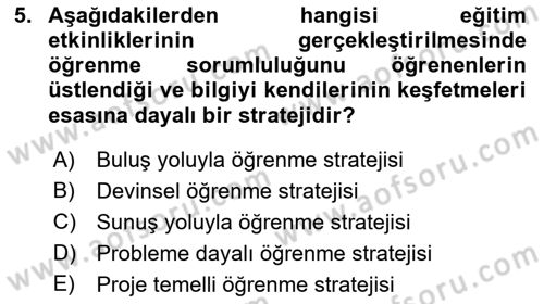 İşletmelerde Eğitim ve Geliştirme Dersi 2021 - 2022 Yılı Yaz Okulu Sınavı 5. Soru