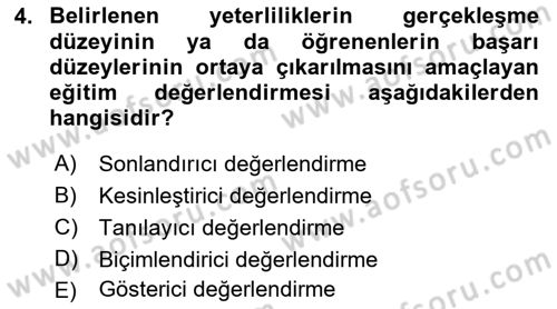 İşletmelerde Eğitim ve Geliştirme Dersi 2022 - 2023 Yılı (Final) Dönem Sonu Sınav Soruları 4. Soru