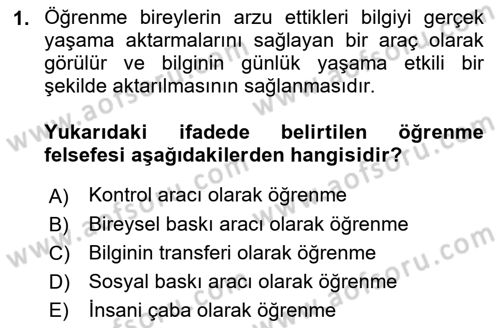 İşletmelerde Eğitim ve Geliştirme Dersi 2023 - 2024 Yılı (Final) Dönem Sonu Sınav Soruları 1. Soru