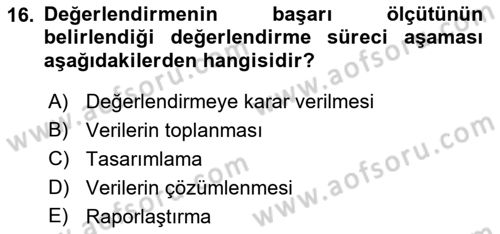 İşletmelerde Eğitim ve Geliştirme Dersi 2023 - 2024 Yılı (Final) Dönem Sonu Sınav Soruları 16. Soru