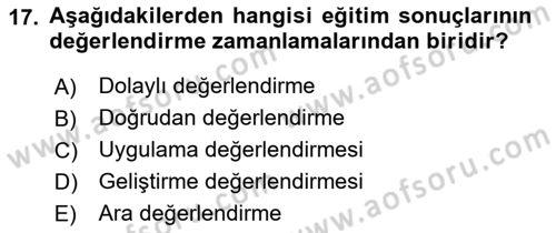 İşletmelerde Eğitim ve Geliştirme Dersi 2023 - 2024 Yılı (Final) Dönem Sonu Sınav Soruları 17. Soru