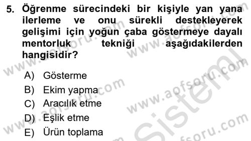 İşletmelerde Eğitim ve Geliştirme Dersi 2023 - 2024 Yılı (Final) Dönem Sonu Sınav Soruları 5. Soru