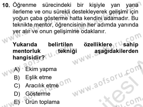 İşletmelerde Eğitim ve Geliştirme Dersi 2024 - 2025 Yılı (Final) Dönem Sonu Sınav Soruları 10. Soru