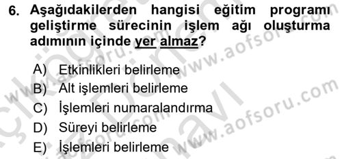 İşletmelerde Eğitim ve Geliştirme Dersi 2024 - 2025 Yılı (Final) Dönem Sonu Sınav Soruları 6. Soru