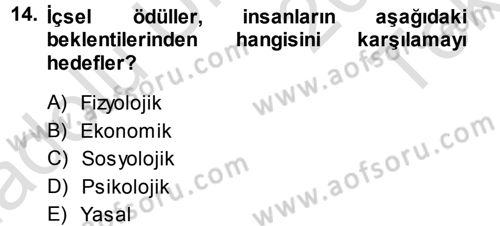 Ücret ve Ödül Yönetimi Dersi 2013 - 2014 Yılı Tek Ders Sınav Soruları 14. Soru