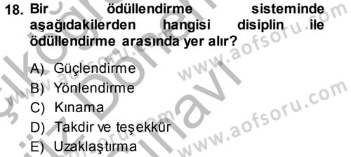Ücret ve Ödül Yönetimi Dersi 2014 - 2015 Yılı (Final) Dönem Sonu Sınav Soruları 18. Soru