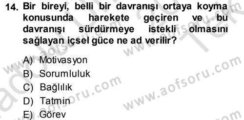 Ücret ve Ödül Yönetimi Dersi 2014 - 2015 Yılı Tek Ders Sınav Soruları 14. Soru
