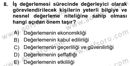 Ücret ve Ödül Yönetimi Dersi 2015 - 2016 Yılı (Vize) Ara Sınav Soruları 8. Soru