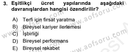 Ücret ve Ödül Yönetimi Dersi 2015 - 2016 Yılı Tek Ders Sınav Soruları 3. Soru