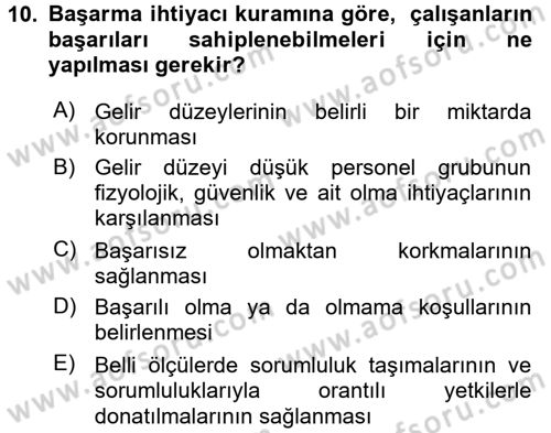 Ücret ve Ödül Yönetimi Dersi 2016 - 2017 Yılı (Final) Dönem Sonu Sınav Soruları 10. Soru