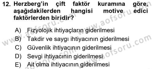 Ücret ve Ödül Yönetimi Dersi 2016 - 2017 Yılı (Final) Dönem Sonu Sınav Soruları 12. Soru