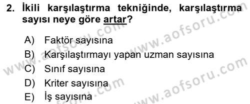 Ücret ve Ödül Yönetimi Dersi 2016 - 2017 Yılı (Final) Dönem Sonu Sınav Soruları 2. Soru