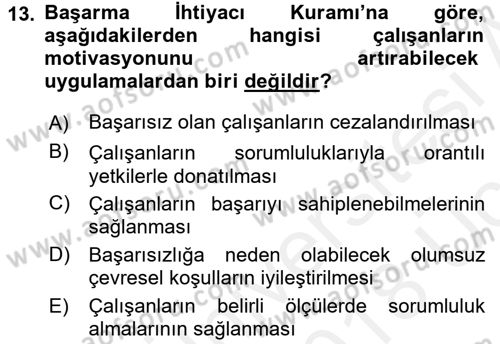 Ücret ve Ödül Yönetimi Dersi 2017 - 2018 Yılı 3 Ders Sınav Soruları 13. Soru