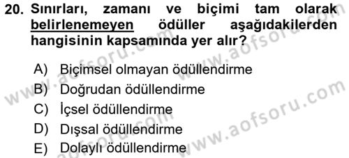 Ücret ve Ödül Yönetimi Dersi 2017 - 2018 Yılı 3 Ders Sınav Soruları 20. Soru