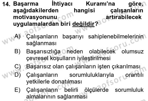 Ücret ve Ödül Yönetimi Dersi 2018 - 2019 Yılı 3 Ders Sınav Soruları 14. Soru