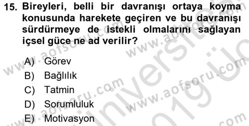 Ücret ve Ödül Yönetimi Dersi 2018 - 2019 Yılı 3 Ders Sınav Soruları 15. Soru